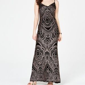 Macy’s Prom/ Long Dress- worn once, gold detailing